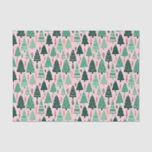 Preppy Pink & Green Weihnachtsbaumen Seidenpapier