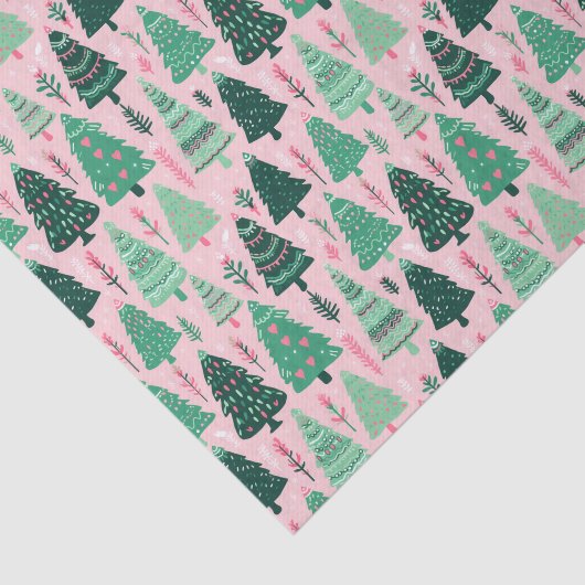 Preppy Pink & Green Weihnachtsbaumen Seidenpapier (Ausschnitt)