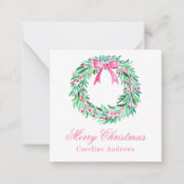 Preppy Pink & Green Weihnachtsfeier Mitteilungskarte (Vorderseite)