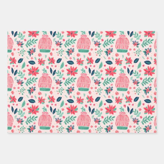 Preppy Pink & Green Weihnachtsgebäck Tasse Sweater Geschenkpapier Set (Vorderseite 2)