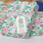 Preppy Pink & Green Weihnachtstür Geschenkanhänger