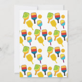 Preppy Pink Green & Yellow Pickleball Einladung (Rückseite)