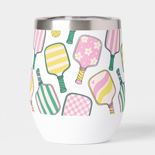 Preppy Pink Green & Yellow Pickleball Monogram (Rückseite)