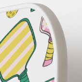 Preppy Pink Green & Yellow Pickleball Monogram Pickleball Schläger (Linke Seite)