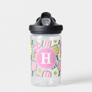 Preppy Pink Green & Yellow Pickleball Monogram Trinkflasche
