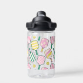 Preppy Pink Green & Yellow Pickleball Monogram Trinkflasche (Rückseite)