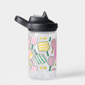 Preppy Pink Green & Yellow Pickleball Monogram Trinkflasche (rechts)