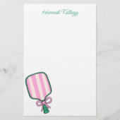 Preppy Pink Green & Yellow Pickleball Personalisie Briefpapier (Vorderseite)
