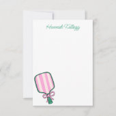 Preppy Pink Green & Yellow Pickleball Personalisie Dankeskarte (Vorderseite)