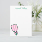 Preppy Pink Green & Yellow Pickleball Personalisie Dankeskarte (Stehend Vorderseite)