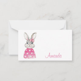 Preppy Pink Heart Bow Bunny Mitteilungskarte