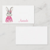 Preppy Pink Heart Bow Bunny Mitteilungskarte (Vorne/Hinten)