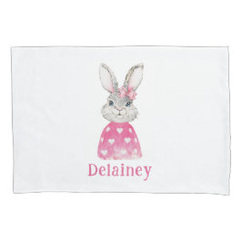 Preppy Pink Heart Bow Bunny Personalisiert Kissenbezug