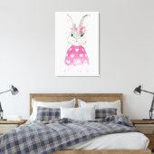 Preppy Pink Herz Personalisiert Bunny Leinwanddruck (Insitu (Schlafzimmer))