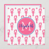 Preppy-Pink-Hummer auf Weiß mit Navy-Monogramm (Vorne/Hinten)