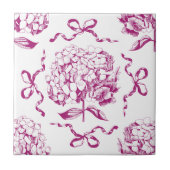 Preppy Pink Hydrangea Bow Nahtlose Toile Muster Fliese (Vorderseite)