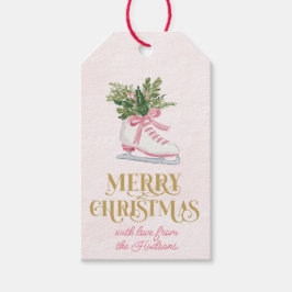 Preppy Pink Ice Skate Christmas gift tag Geschenkanhänger