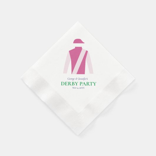 Preppy Pink Jockey Silks Derby Party Personalize Serviette (Ecke)