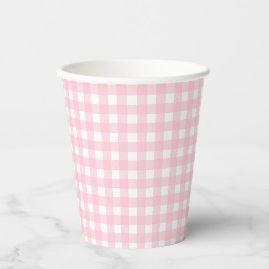 Preppy Pink Kariert Gingham Party Pappbecher (Vorderseite)