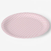 Preppy Pink Kariert Gingham Party Pappteller (Schrägansicht)
