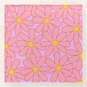 Preppy Pink Lila Floral Einfaches Muster Blume Glasuntersetzer