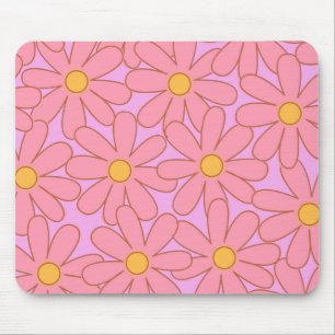Preppy Pink Lila Floral Einfaches Muster Blume Mousepad