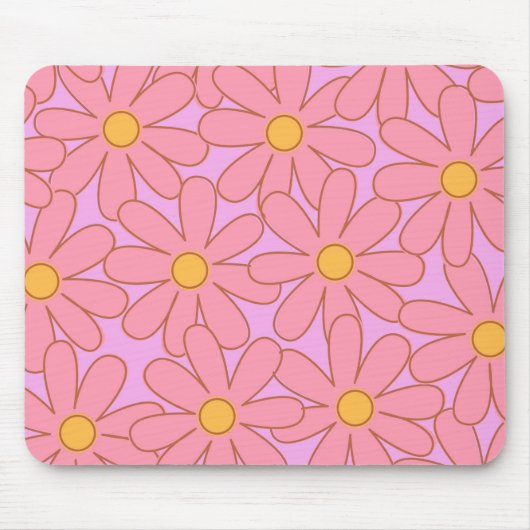 Preppy Pink Lila Floral Einfaches Muster Blume Mousepad (Vorne)