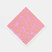Preppy Pink Lila Floral Einfaches Muster Blume Serviette (Ecke)
