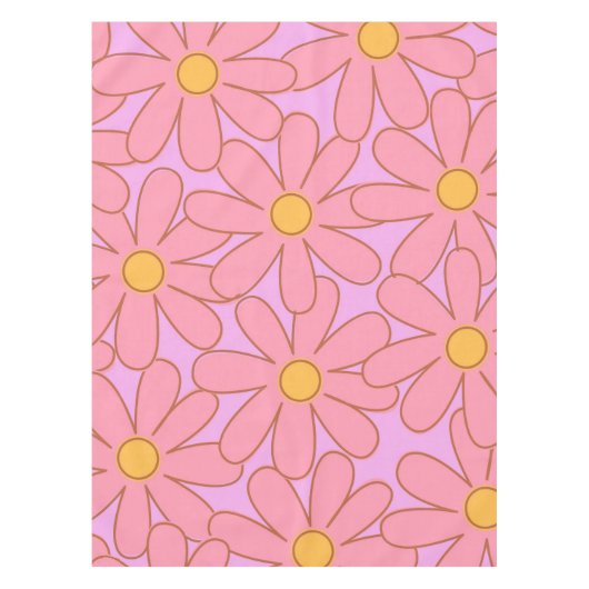 Preppy Pink Lila Floral Einfaches Muster Blume Tischdecke (Vorderseite)