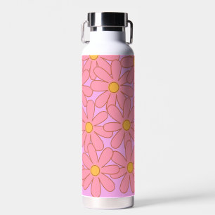 Preppy Pink Lila Floral Einfaches Muster Blume Trinkflasche