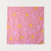 Preppy Pink Lila Floral Einfaches Muster Blume Wandteppich (Vorderseite (Horizontal))