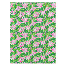 Preppy Pink Lily Floral Greenery Chic Garden Party Tischdecke