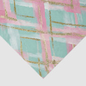 Preppy Pink Mint Gold Glitter Argyle Muster Seidenpapier (Ausschnitt)