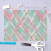 Preppy Pink Mint Gold Glitter Argyle Muster Seidenpapier (Handwerk)
