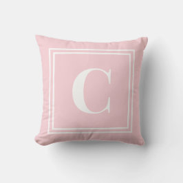 Preppy Pink Monogram Dorm Room Pillow – Classic Kissen