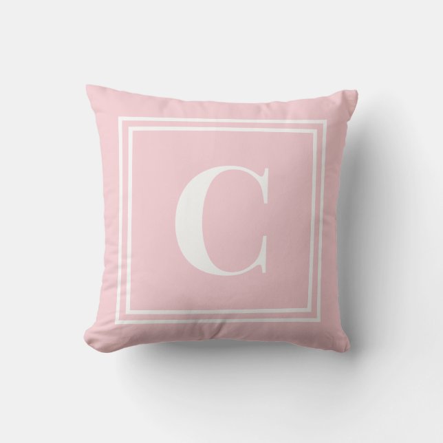 Preppy Pink Monogram Dorm Room Pillow – Classic Kissen (Vorderseite)