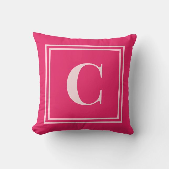 Preppy Pink Monogram Dorm Room Pillow – Classic Kissen (Vorderseite)