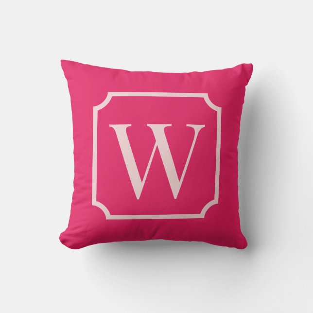 Preppy Pink Monogram Dorm Room Pillow  Kissen (Vorderseite)