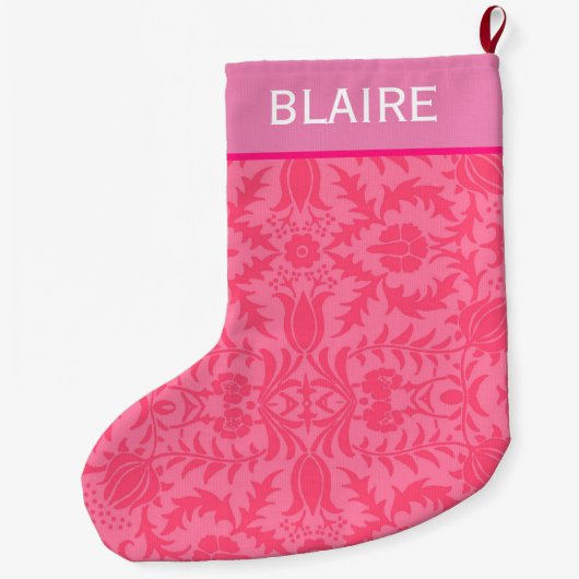 Preppy Pink Monogram Großer Weihnachtsstrumpf (Rückseite)