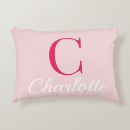 Preppy Pink Monogram Name Dorm Room Pillow  Dekokissen