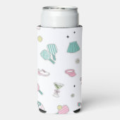 Preppy Pink Monogram Pickleball Geschenk für sie Selters Dosenkühler (Seltzer Rückseite)