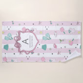 Preppy Pink Monogram Pickleball Gift for Her Strandtuch (Vorderseite)