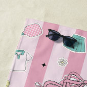 Preppy Pink Monogram Pickleball Gift for Her Strandtuch (Beispiel)