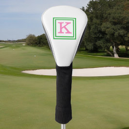 Preppy-Pink-Monogramm mit grüner Grenze Golf Headcover