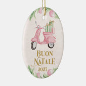 Preppy Pink Moped Buon Natale Christmas Ornament (Rechts)