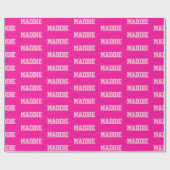 Preppy Pink Name Wrapper Geschenkpapier (Flach)