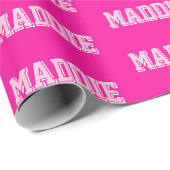 Preppy Pink Name Wrapper Geschenkpapier (Rolleneckpunkt)