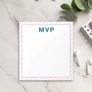 Preppy Pink & Navy Striping Personalisiert modern Notizblock