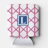 Preppy Pink Navy Trellis Bamboo Muster Monogram Dosenkühler (Rückseite)