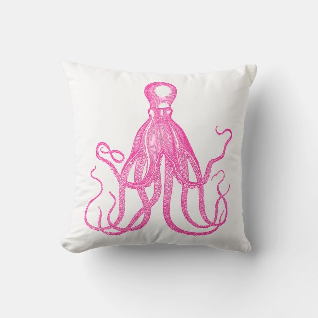 Preppy Pink Octopus Kissen (Vorderseite)